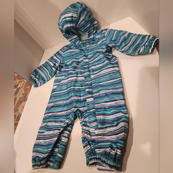 Columbia Other - Columbia baby infant 3-6 month teal stripe unisex waterproof rain suit